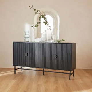 sweeek Anrichte mit geriffeltem Holzdekor, viertürig, 157,5 cm - sweeek