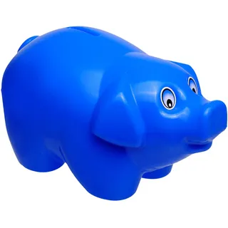 alles-meine.de GmbH große XL - Spardose - Schwein - blau - 19 cm groß - stabile Sparbüchse aus Kunststoff/Plastik - Sparschwein - Glücksbringer - für Kinder & Erwachsene/Lust..