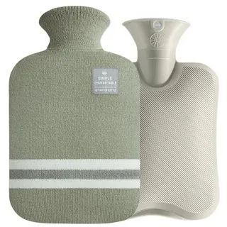 König Design XXL Wärmflasche weicher Plüsch Bezug 2L Wärmflaschen Bettflasche Handwärmer (Grün, 2 Liter)