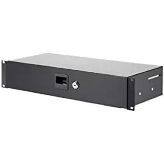 Adam Hall Parts 87402 S 19" Rack Schublade 2 HE Stahl mit 200 mm Tiefe, Schwarz, 87402S
