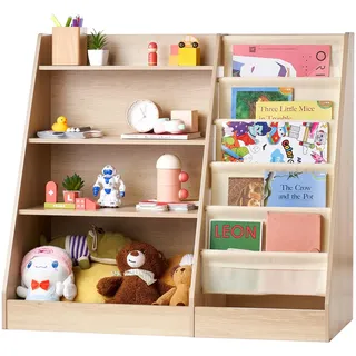 Vevor 4-stöckiges Bücherregal aus Holz für Kinder, Sechsstöckiges Bücherregal, Baby-Aufbewahrungsregal, Bücher- und Spielzeug-Organizer-Schrank, für Kinderzimmer, Spielzimmer, Kindergarten