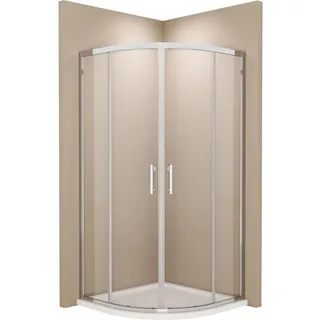 EMKE Duschkabine 90x90cm Viertelkreis Duschabtrennung Nano Beschichtung 5mm esg Sicherheitsglas Schiebetür Runddusche Doppel Rund Duschtür Duschwand,