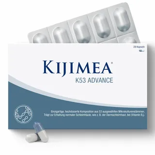 Kijimea® K53 Advance – Darmbakterien Kapseln hochdosiert | 53 ausgewählte Mikrokulturen-Stämme aus der Darmflora | mit Biotin | >500 Milliarden KBE je Packung | laktosefrei | glutenfrei - 28 Kapseln