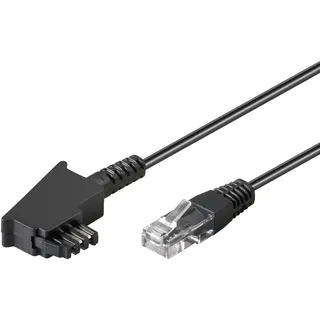goobay DSL Kabel 50m, VDSL Routerkabel mit TAE-F Stecker auf RJ45, Anschlusskabel für Fritzbox, Speedport, Kupferleiter, schwarz