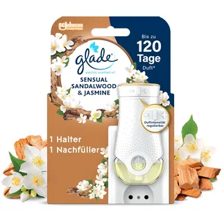 Glade electric scented oil Halter, elektrischer Raumduft Duftstecker mit Duftöl, inkl. 1 Nachfüller, Sensual Sandalwood & Jasmine, 1er Pack (1 x 20 ml)