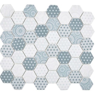 Mosani Mosaikfliesen GLAS Mosaik Hexagon ECO blau Mosaikfliese Wand