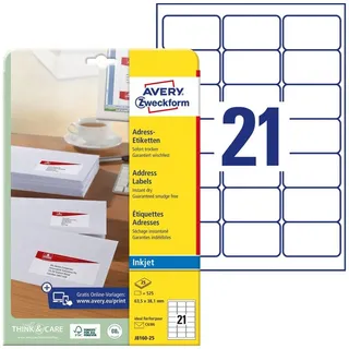 Avery Zweckform Adressetiketten J8160-25 weiß 63,5 x 38,1 mm