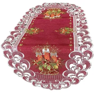 Rote Eleganz Weihnachtsdecke Tischläufer Tischdecke Mitteldecke Tischband Bestickt (ca. 45x110 cm)