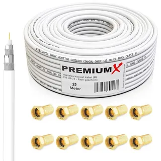 Premium X Koaxialkabel 25 m Weiß