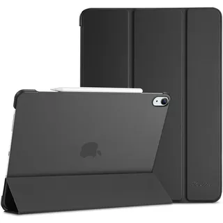 ProCase Hülle für iPad Air 13 Zoll (M3/M2 2025/2024), Dreifache Schutzhülle Case für 13" iPad Air M3 2025/ M2 2024, Dünn Leicht Smart Cover mit Translucent Frosted Rückhülle -Schwarz