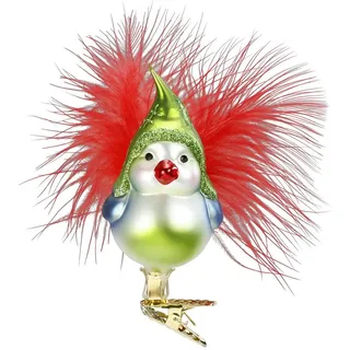 INGE-GLAS - Christbaumschmuck, Baumschmuck - Froher Vogel - auf Klemme - Höhe: 9 cm - mundgeblasen