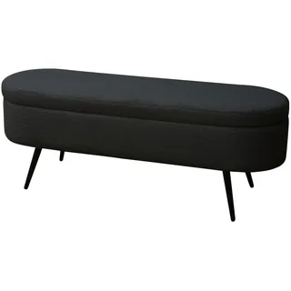 Svita Sitzbank Teddystoff Ottomane Sitzhocker mit Stauraum Polsterbank Schwarz