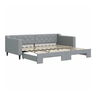 vidaXL Tagesbett Ausziehbar Hellgrau 90x200 cm Stoff
