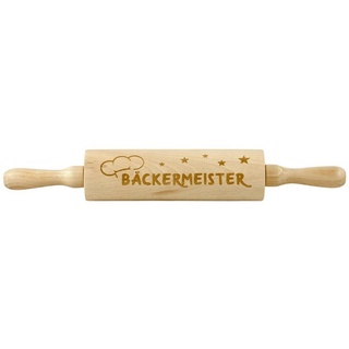 Spruchreif® Nudelholz Nudelholz mit Gravur, Teigroller aus Holz, Teigausroller Backzubehör, Nudelholz mit Prägung, tolle Geschenkidee beige