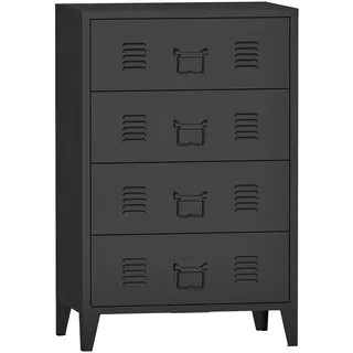[en.casa] Aktenschrank, Hämeenlinna mit 4 Schubladen 80x40x92 cm Schwarz