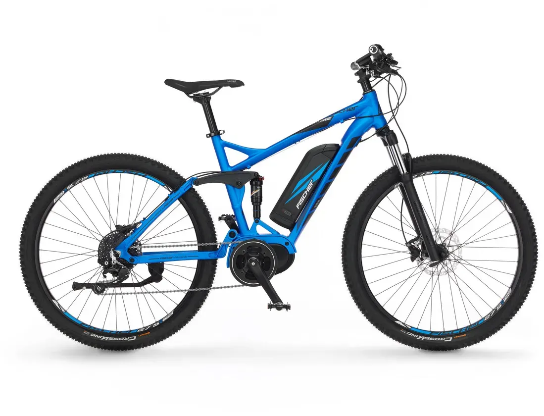 FISCHER E-Mountainbike MONTIS EM 1862 Elektrofahrrad für Damen und Herren, RH 48 cm, Mittelmotor 80 Nm, 48 V Akku, brilliantblau matt, 48cm-557Wh