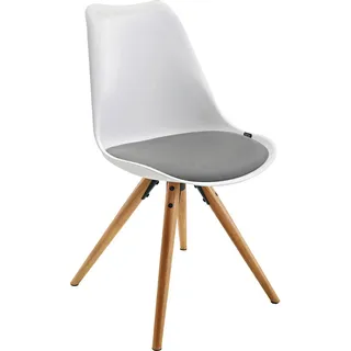 Livetastic Stuhl, Grau, Natur, Weiß, Kunststoff, Textil, Eiche, massiv, konisch, 48.5x85x55 cm, Esszimmer, Stühle, Esszimmerstühle