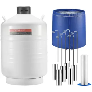 Vevor Flüssigstickstofftank, 30 l Flüssigstickstoffbehälter aus Aluminiumlegierung, LN2-Tank-Dewar mit 6 Kanistern und Tragetasche mit Riemen, Kryogener Tank für die Schönheitsindustrie,