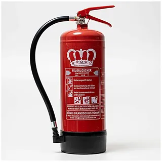 König Feuerlöscher Pulver | 6 kg | Geeignet für die Brandklassen - ABC | Zertifiziert nach DIN EN3 | Dauerdruck 10 LE | Vielseitig einsetzbar | Inkl. Wandhalterung mit Manometer