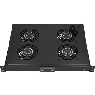 Extralink 19//" RACK MOUNT FAN PANEL (4 FANS) WITH THERMOSTAT, Serverschrank Zubehör, Schwarz