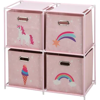 Koopman International B.V. Regal Aufbewahrungsregal Kinderregal 68x70cm Rosa Spielzeug Einhorn C200