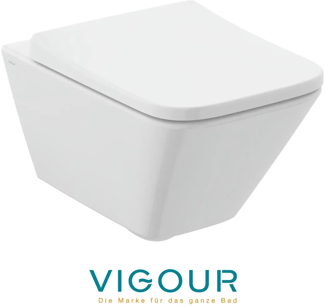 VIGOUR DERBY V3 edge Wand-WC-Set spülrandlos verdeckte Befestigung PflegetectPLUS Beschichtung WC-Sitz Absenkautomatil + Schallschutz