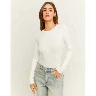 Tally Weijl Langarmbody "SBOCOCOSYM", Damen, Gr. M, N-Gr, sanftes weiß, Jersey, Obermaterial: 100% Baumwolle, unifarben, figurbetont normal, Rundhals, Bodys, Baumwollmischung, figurbetont