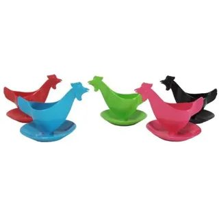 Eierbecher Huhn in kräftigen Farben sortiert 5er Set, Hühnereierbecher