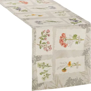 Sander Tischläufer"Herbarium" Gobelin grün-natur Größe 32x96 cm