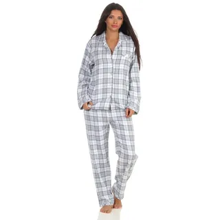 normann langarm Flanell Pyjama Schlafanzug kariert in blau,