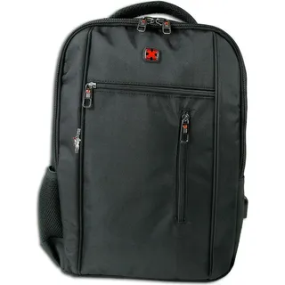 travel n meet Laptoprucksack, Rucksack schwarz Herren mit USB Ladekabel ORD4221S - Schwarz