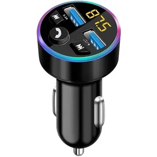 Ziyan Auto FM Transmitter, Bluetooth 5.0 Autoradio Audioadapter MP3 Player, Kfz Bluetooth Radio Adapter mit Dual USB Ladegerät für Handy