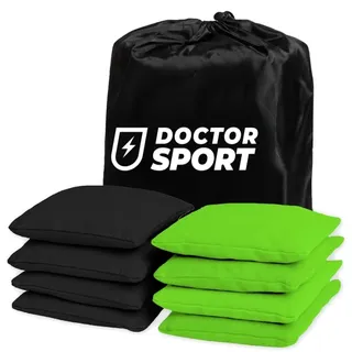 Dr Sport - Original Cornhole Bean Bag Set (8er) - 4 grün und 4 schwarz - Cornhole Säckchen Robuste Qualität - 400g 15x15cm