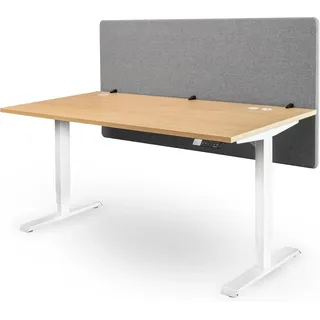Ergotopia Akustik Trennwand Schreibtisch (120 x 80 x 2,8 cm), Verstellbarer Sichtschutz für Büro | Fokus Tischtrennwand in grau, Schallschutz Raumtrenner mit Klemmen, Schreibtisch Akustikwand