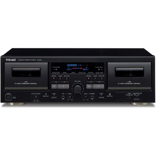 Teac W-1200 Doppel-Kasettendeck (Kassettenspieler zur Aufnahme/Wiedergabe, Mikrofoneingang, USB-Ausgang für digitale Aufnahme auf PC/Mac) Schwarz