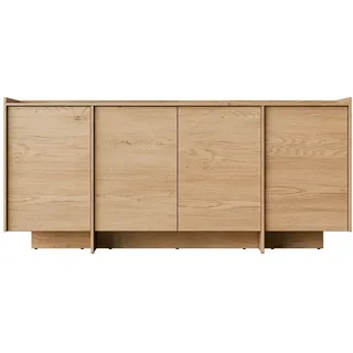 Mirjan24 Türkommode Japandi K4D Stilvoll Wohnzimmer, Kommode mit vier Drehtüren (Farbe: Eiche Cremona)