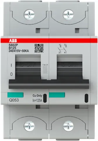 ABB S802P-B125 Hochleistungs-Sicherungsautomat 125A, B-Char., Icu=50 kA 240/415V AC, 2P