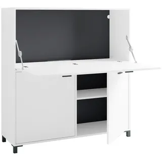 Mid.you Sekretär, Schwarz, Weiß, Kunststoff, 120x127x40 cm, Made in Europe, Kabeldurchlass, Stauraum, Arbeitszimmer, Schreibtische, Sekretäre