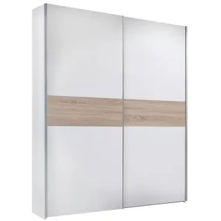 None Carryhome Schwebetürenschrank, Weiß, Sonoma Eiche, Holzwerkstoff, 2 Fächer, 170x195x59 cm, Kinder- & Jugendzimmer, Jugendmöbel, Jugendkleiderschränke