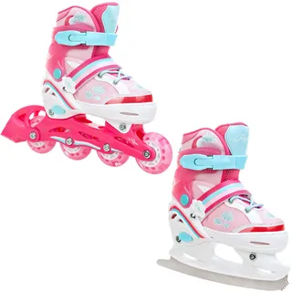 RAVEN 2in1 Schlittschuhe Inline Skates Inliner für Kinder Mädchen verstellbar (Zoya, 27-30 (16,5cm-18,5cm))