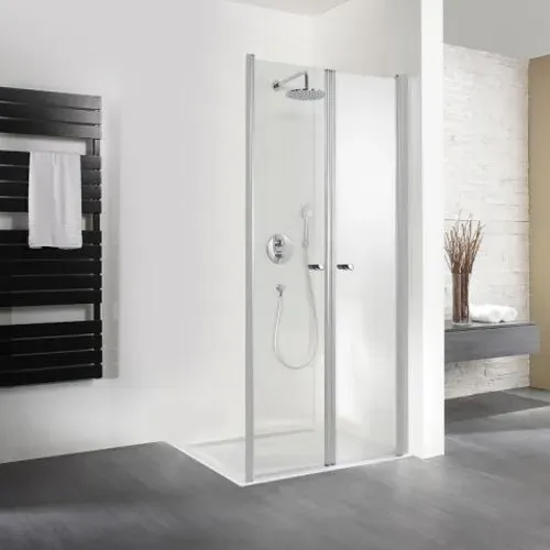 HSK Exklusiv Pendeltür für Seitenwand, Größe: 90 x 200 cm, Anschlag rechts, 410090-R-01-50edelglas, Duschkabine: Alu-silbermatt: ESG klar mit Edelglas