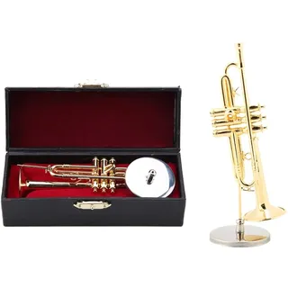 Hztyyier Mini Deko Trompete, Musik Modell Replica mit Geschenkbox für Weihnachten und Geburtstagsgeschenke