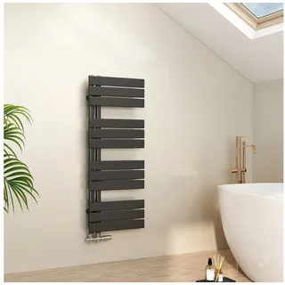 EMKE Badheizkörper Flach 100x40cm Schwarz Handtuchwärmer Handtuchtrockner,