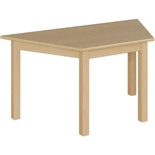 Trapeztisch mit Massivholzgestell und Schichtstoffplatte