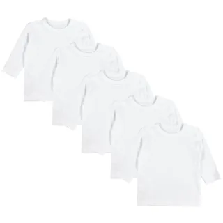 TupTam Baby Jungen Langarmshirt 5er Pack, Farbe: Weiß, Größe: 68 - 68