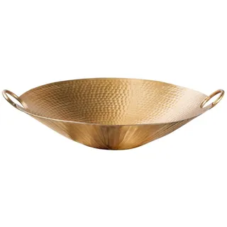 Licht-Erlebnisse Dekoschale RHINE, Metall groß Ø 50cm Handarbeit Unikat Hammerschlag in Gold Deko Schale goldfarben