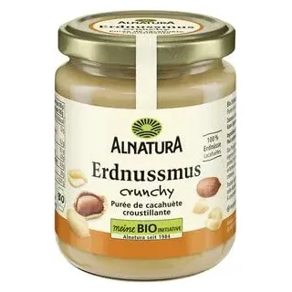 Alnatura Erdnuss Mus crunchy mit Erdnussstuckchen 250g