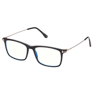 Brille Tom Ford FT 5758 -B 001 glänzend schwarz, rotgoldfarbenes "t"-Logo/blauer Block, Schwarz glänzend, 54 - 54