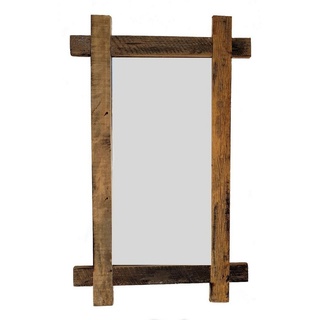 Spetebo Massiv Holz Wandspiegel rustikal - 90x55 cm - Garderobenspiegel Flurspiegel Spiegel Badspiegel