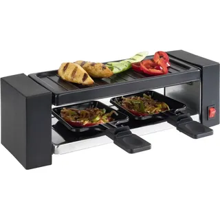 KORONA 45080 Raclette 2 Personen | Single I Grillplatte abnehmbar und antihaftbeschichtet I Mit zwei Pfännchen und Spateln I 400 Watt